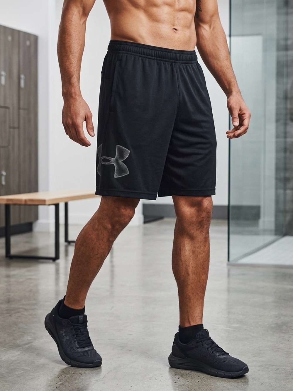 Under Armour Men's Tech Graphic Athletic Shorts Black Size Large Loose Gym Fit